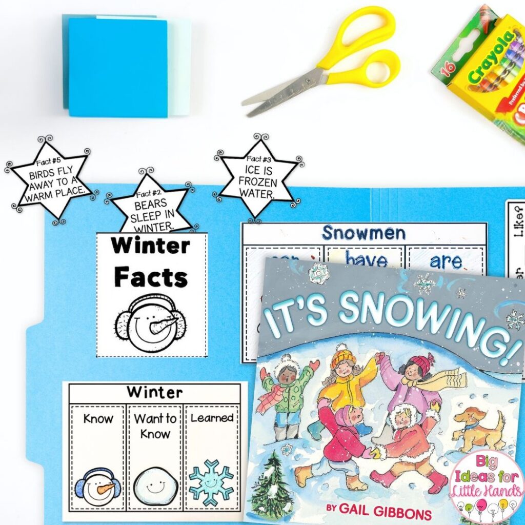 Students can learn facts alongside the winter book "It's Snowing".