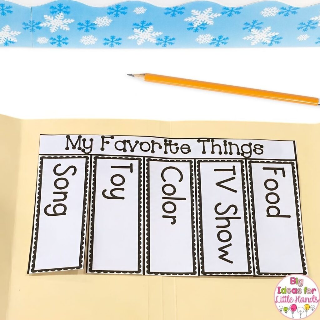 Students can also share about their favorite things using the lapbook.