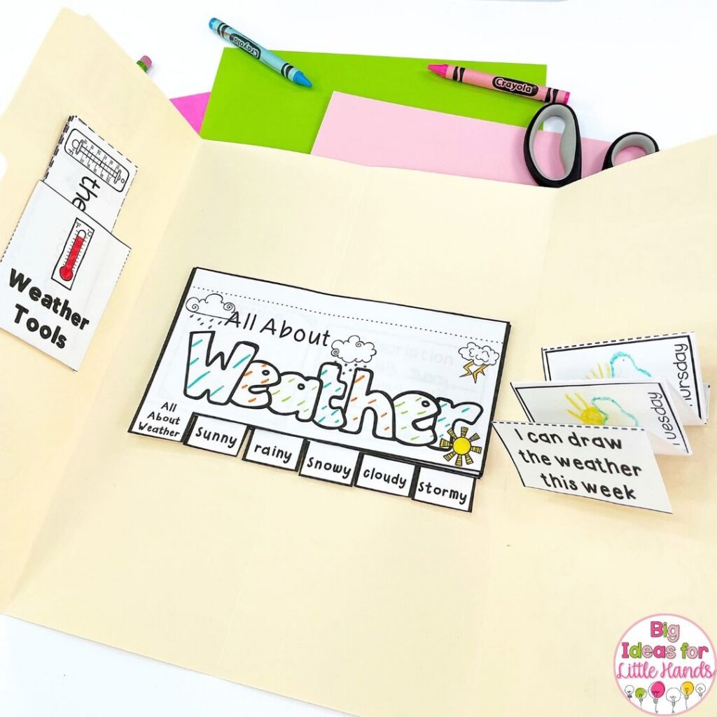 The weather lapbook includes a big variety of activities.