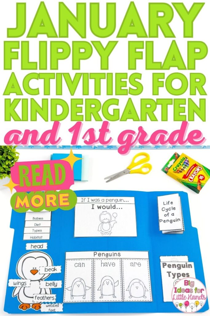 These January flippy flap activities for kindergarten and first grade can be used all month long to learn all about topics like arctic animals, winter and Martin Luther King Jr. Each flapbook includes several activities that are perfect for winter writing in lower elementary.