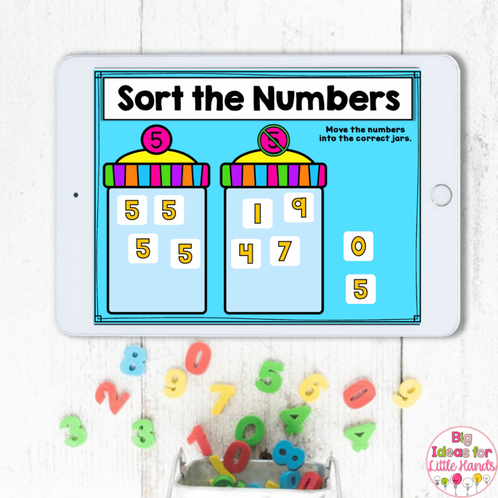 Students can practice number recognition using this digital sorting activity.