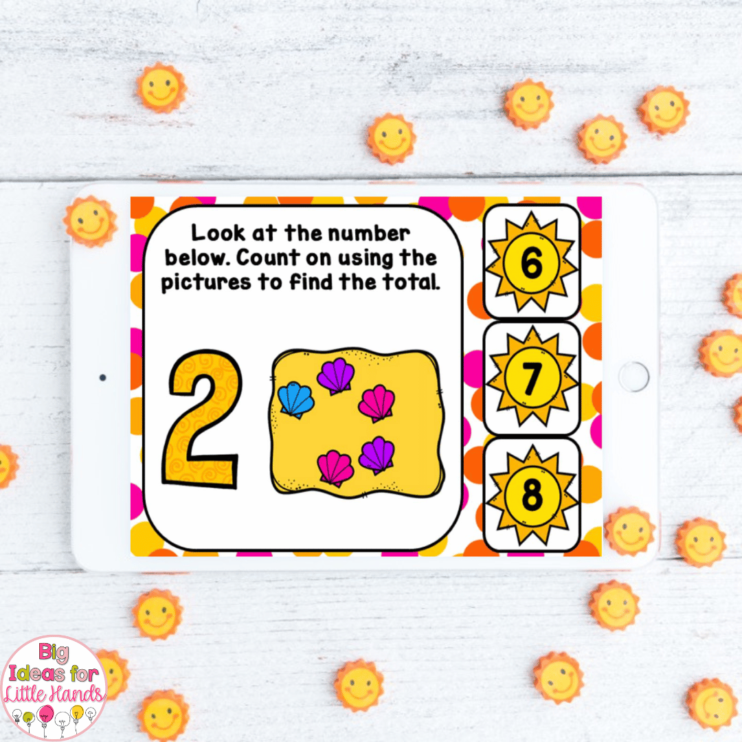 This image features counting Google Slides for summer.
