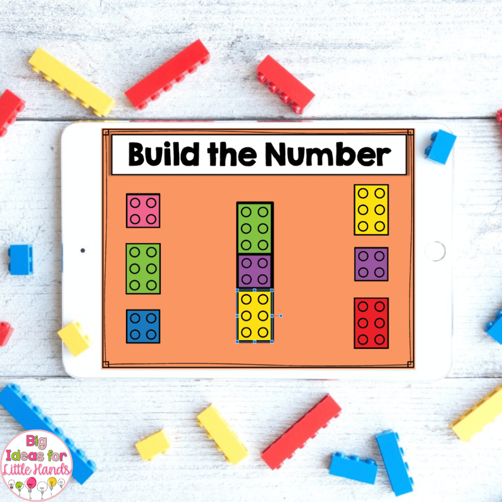 Students can build the number one using lego style bricks in this digital number of the week activity.