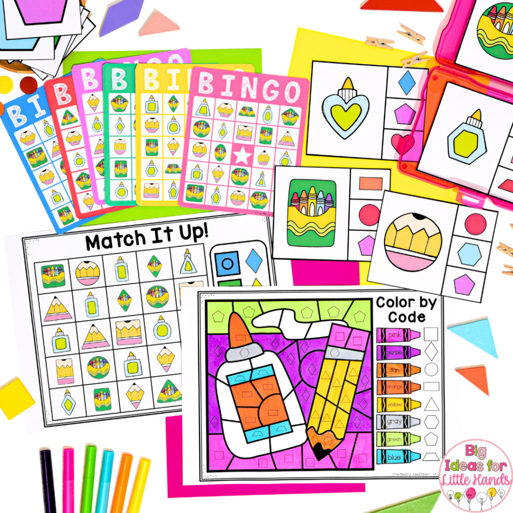 Use these back to school shape activities  all month long to give students extra practice.