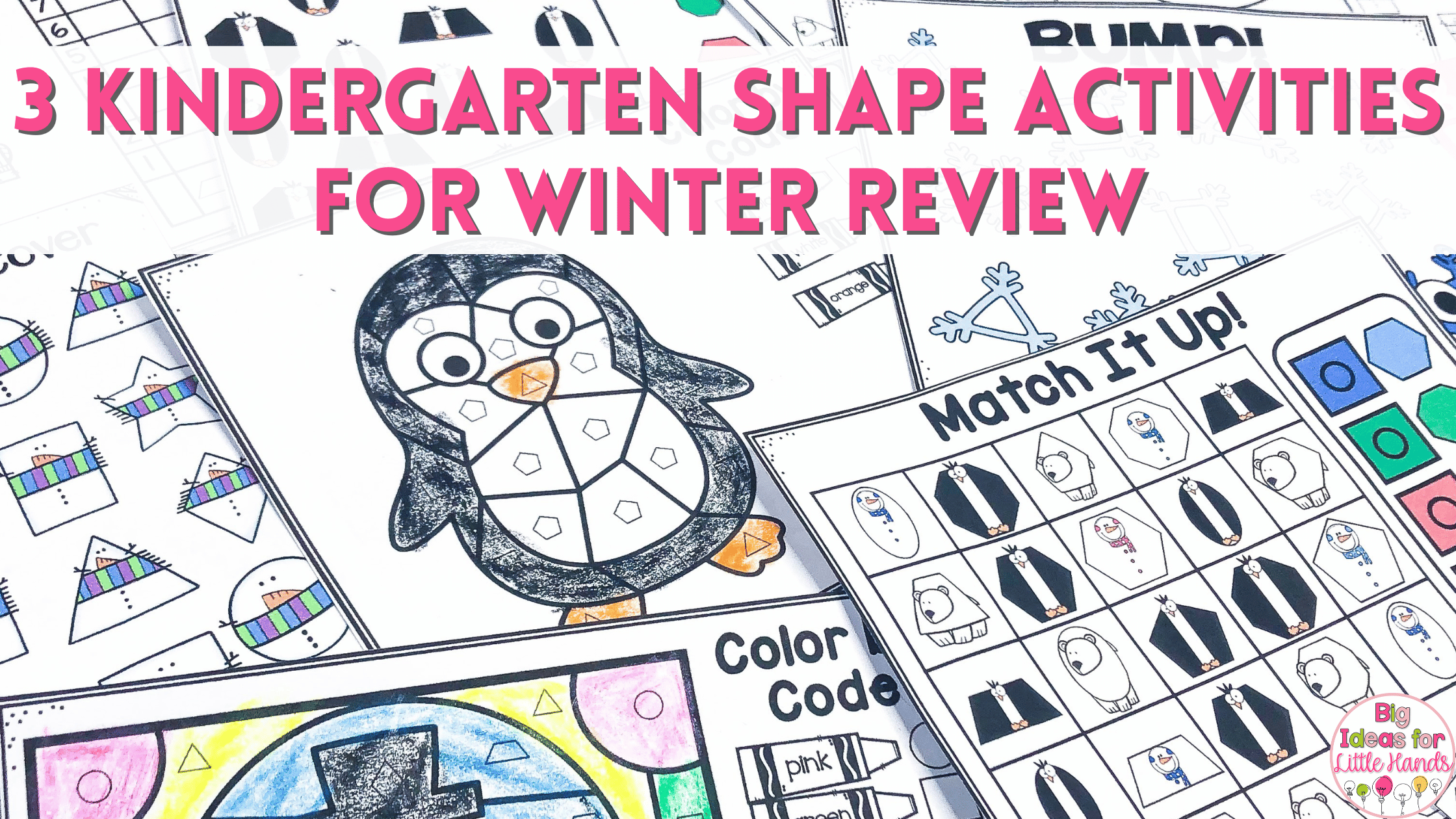 Fun and engaging kindergarten math activities for reviewing 2D shapes.