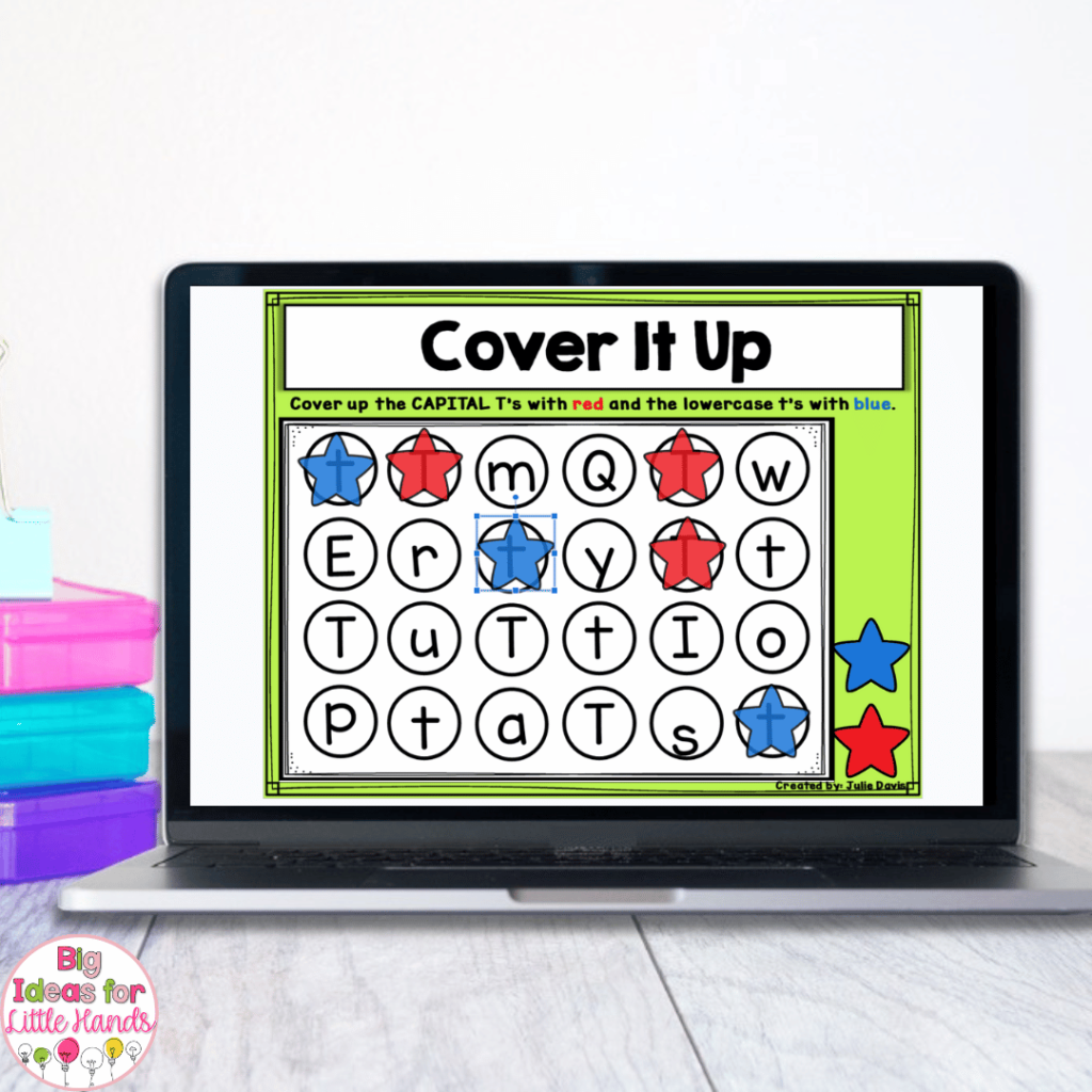 This image shows a letter of the week activity that focuses on identifying uppercase and lowercase letters.