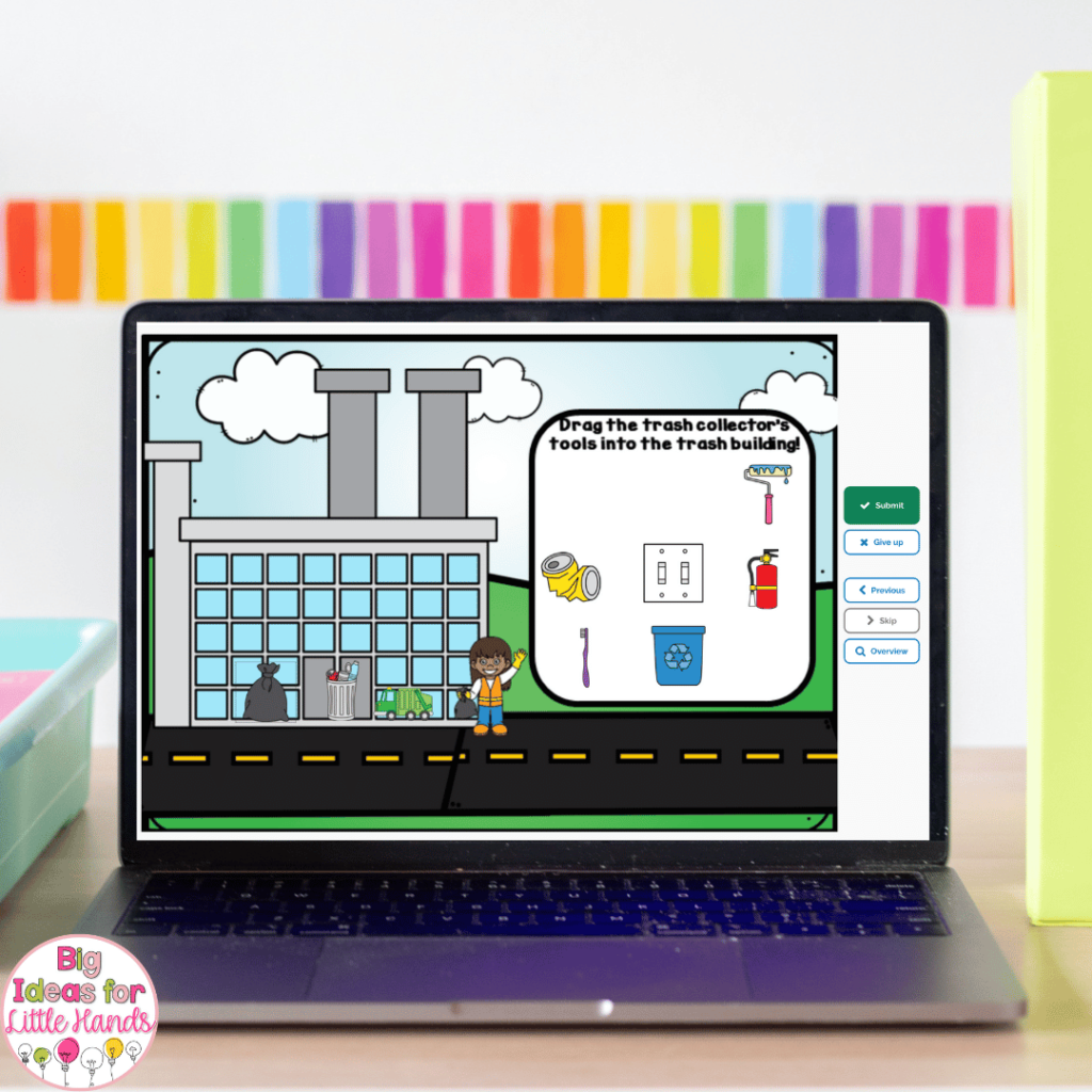 This image highlights Boom Cards that are all about community helpers and the tools they use.