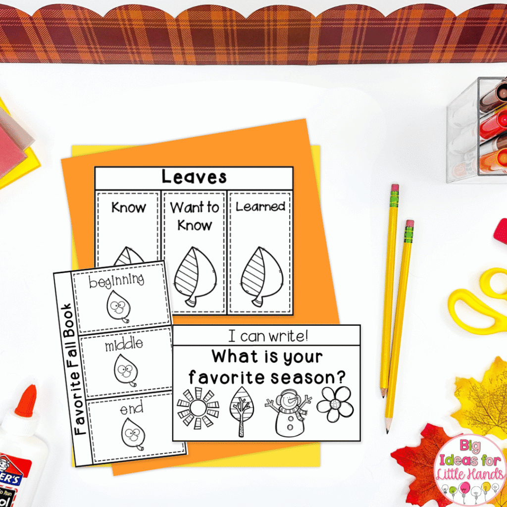 Fall vocabulary can easily be integrated into reading and writing activities too.