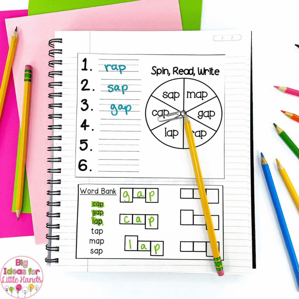 Spin and write activities are a great addition to your word family interactive notebook activities.
