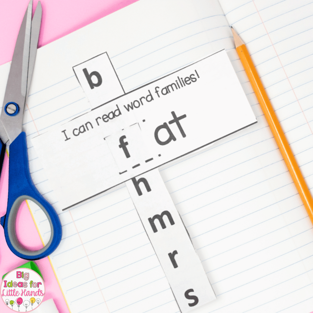 Students can practice reading words ending in -at using this slider.