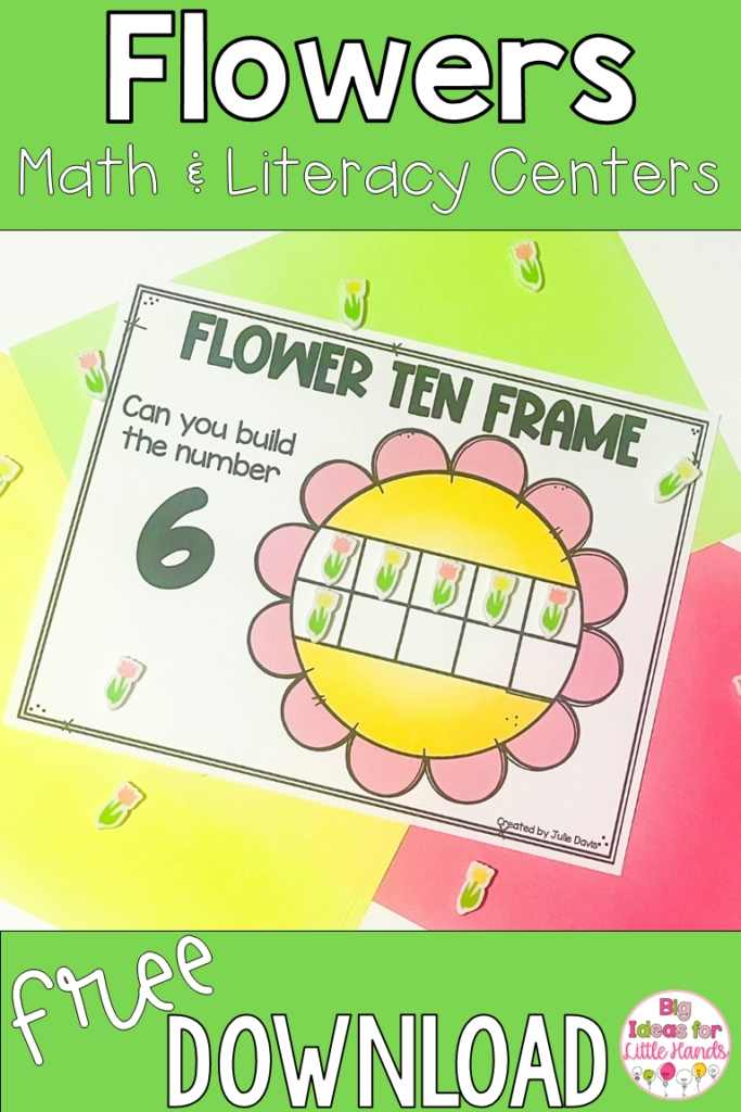 Use this fun and engaging flower ten frame math and literacy spring freebie in your classroom today!