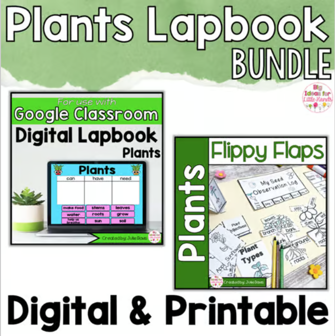 Printable and digital plant activities for your kindergarten or first grade plant unit.