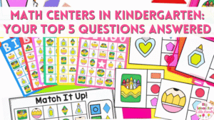 Using math centers in Kindergarten doesn't have to be overwhelming or chaotic with these 5 easy to implement tips and tricks to make your teacher life easier!