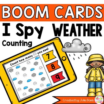Counting like items Boom Cards with a weather theme