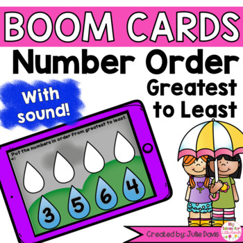 Ordering numbers Boom Cards with a weather theme