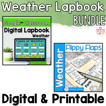 This weather lapbook bundle includes the printable version and the digital version.  Use them together in your weather activities to help your kids master these topics.