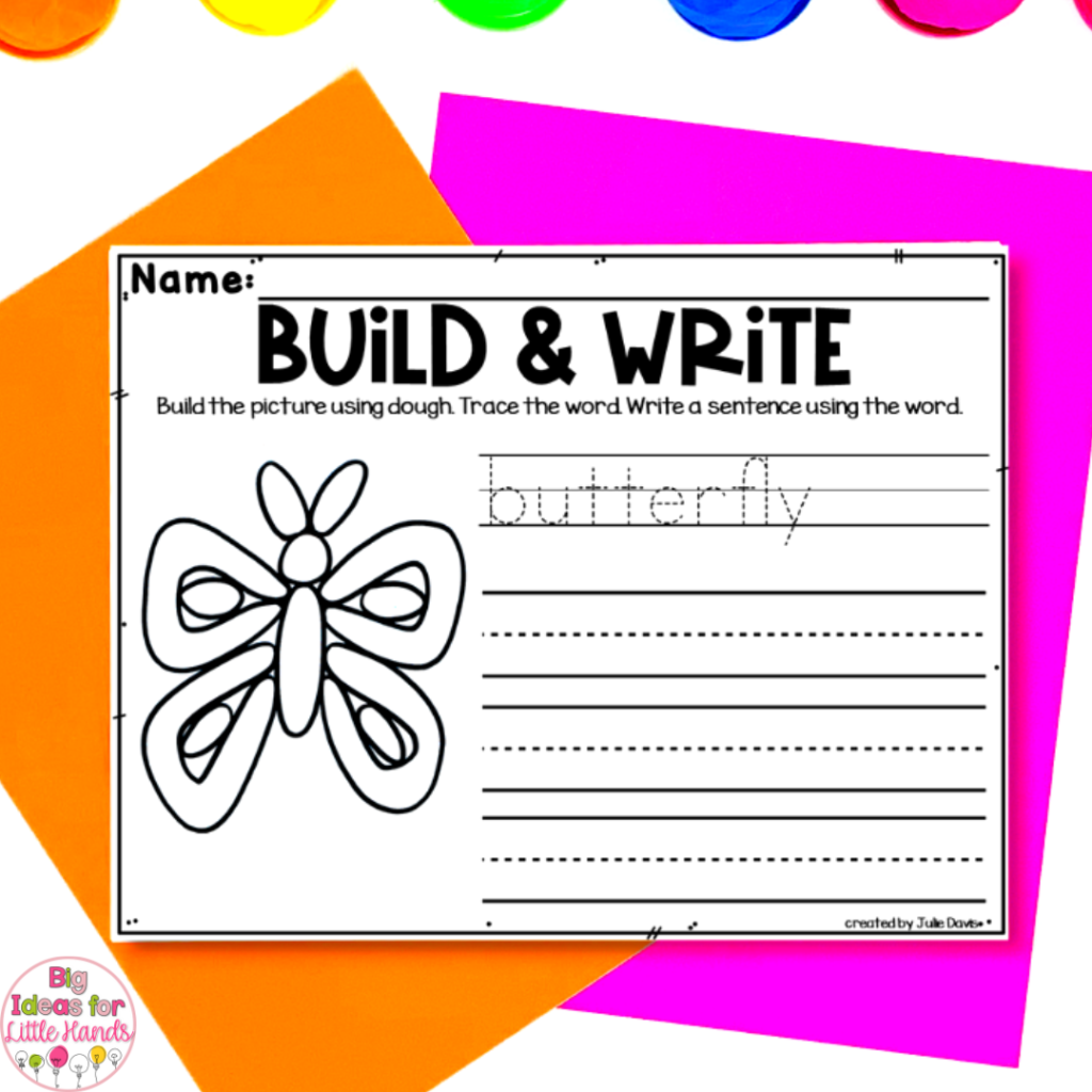 Build and Write activities like these are great for your spring writing center ideas and will help encourage letter formation and creative thinking.