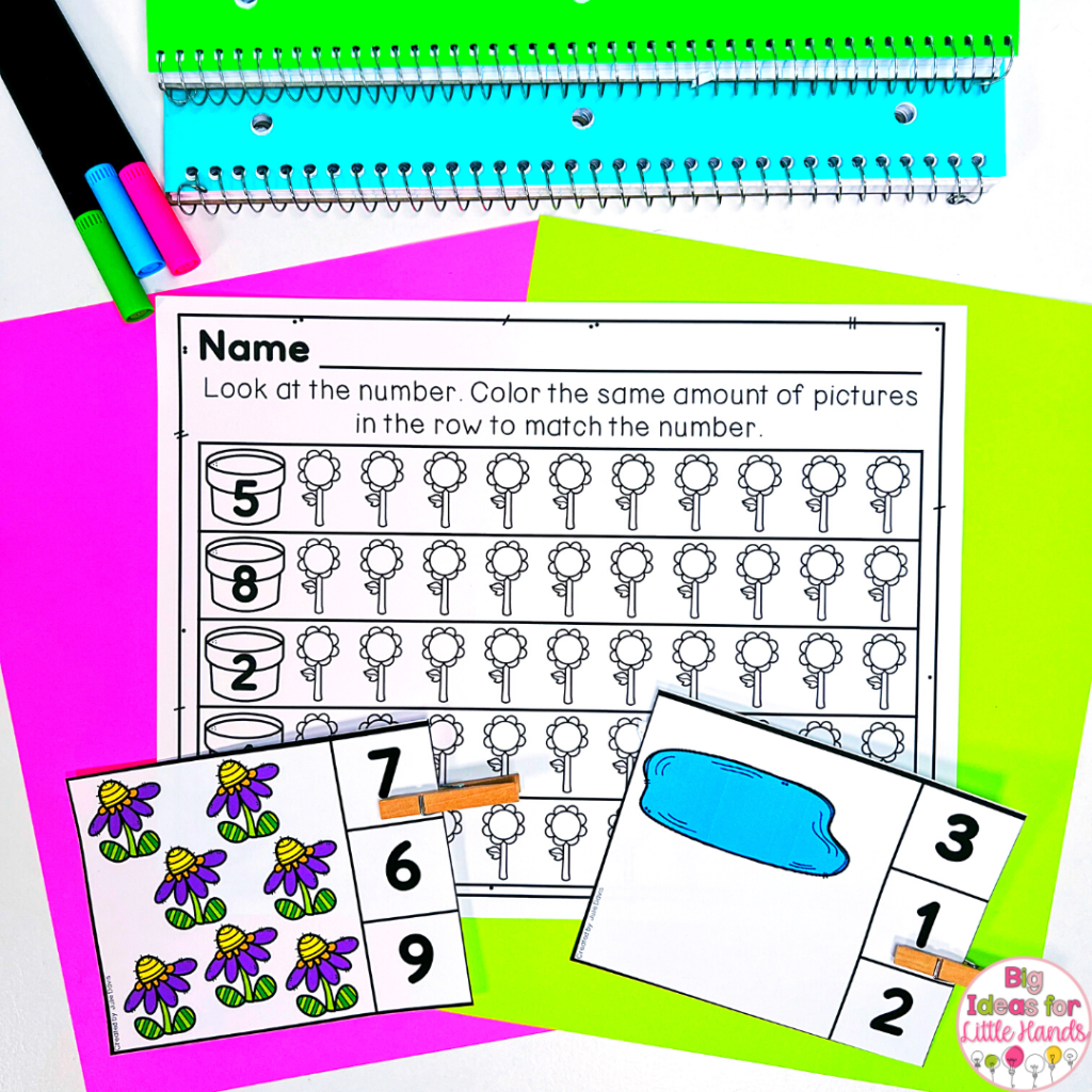 Clip card activities like these are not only a great addition to your spring counting games, but also give your students the opportunity to get in some fine motor skills practice as well.