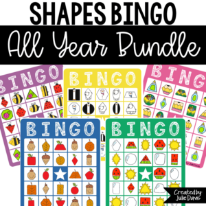 2D Shape Bingo | Kindergarten Math Games | Year Long Bundle