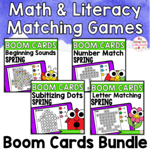 Spring Math Phonics Matching Game Digital Boom Cards BUNDLE