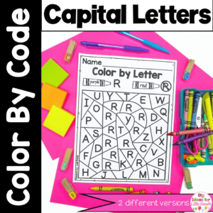 Color by Code Letter Recognition Capital Uppercase Activity and Worksheets