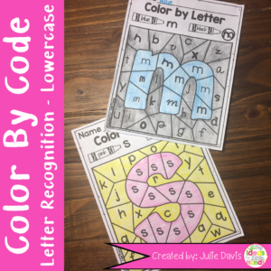 Color by Code Letter Recognition Lowercase Activty and Worksheets