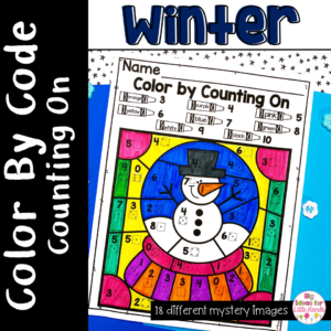 Winter Color by Code - Math Worksheets - Addition