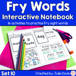 Sight Word First 100 Set 1 Interactive Notebooks Set 10