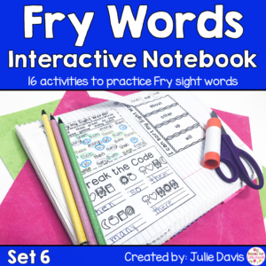 Sight Word First 100 Set 1 Interactive Notebooks Set 6