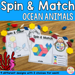 End of Year | Pattern Blocks Mat Ocean Animals Math Center
