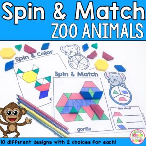 Pattern Blocks Mat Zoo Animals Math Center