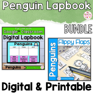 Penguin Activities Interactive Notebook Digital and Printable Bundle