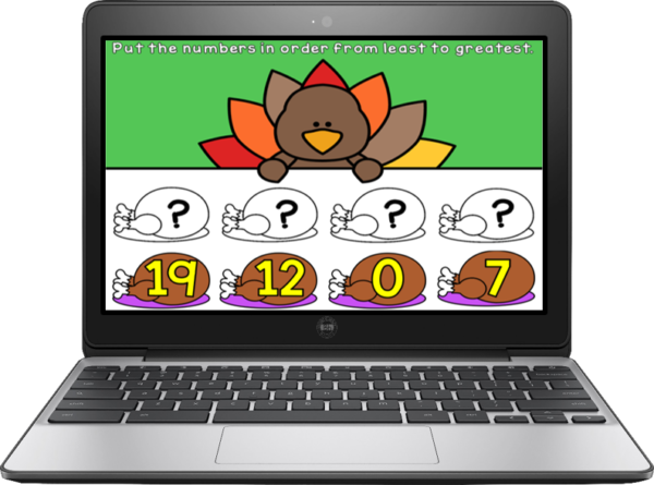 Thanksgiving Number Order Digital Game for Google Classroom - Image 4