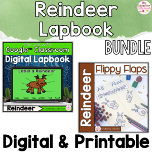 Reindeer Activities Interactive Notebook Digital and Printable Bundle