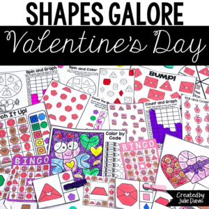 Kindergarten Valentine's Day 2D Shapes Worksheets and Games