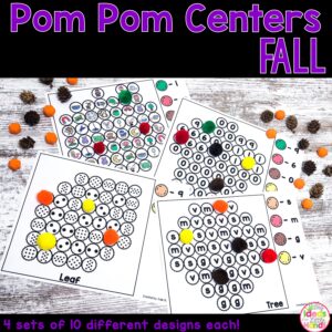 Fall Math and Literacy Pom Pom Activities