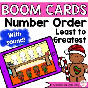 Gingerbread Numbers Least to Greatest Digital Game Boom Cards