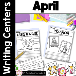 April Spring Easter Writing Prompts & Center | Kindergarten and First Grade