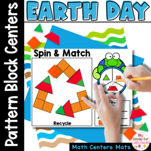 Earth Day Pattern Blocks April Math Games - Kindergarten Math Counting Centers