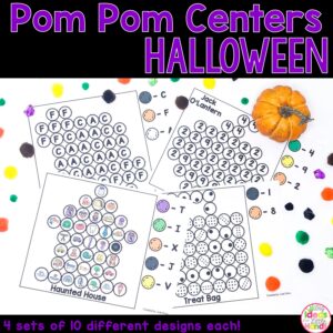 Halloween Math and Literacy Pom Pom Activities