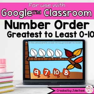 Fall Leaves Number Order Digital Game for Google Classroom