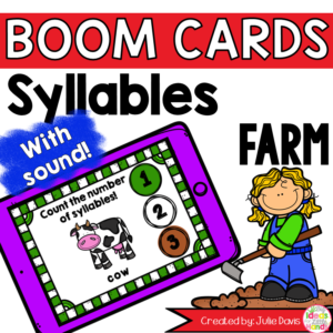 Farm Animal Syllable Counting Digital Game Boom Cards