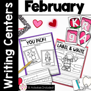 February Valentine's Day Writing Prompts & Center | Kindergarten and First Grade