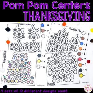 Thanksgiving Math and Literacy Centers | Letter and Number Worksheets