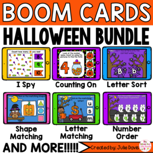 Halloween Math and Phonics Digital Boom Cards™ Bundle