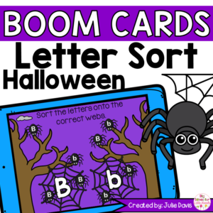 Halloween Spiders Letter Sort Digital Game Boom Cards