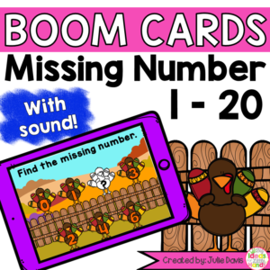 Missing Number 1-20 Turkeys Digital Game Boom Cards