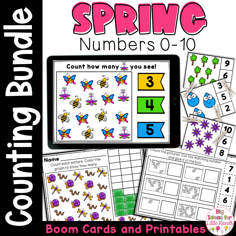 Spring Counting Worksheets Numbers To 10 And Boom Cards Bundle Big Ideas For Little Hands 1187