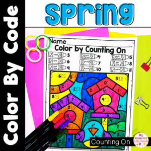 Spring Math Center Worksheets | Counting On Addition Activity