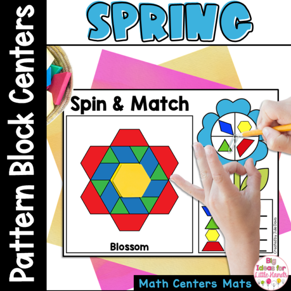 Spring Pattern Blocks April Math Games - Kindergarten Math Counting Centers